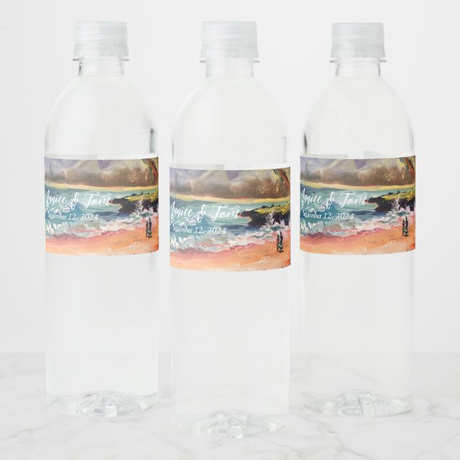 Étiquette Pour Bouteilles D'eau Bouteille Mariage de plage Cadeau (Bouteilles)