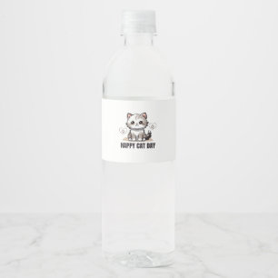 Étiquette Pour Bouteilles D'eau Bouteilles d'eau uniques avec des modèles de chats