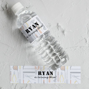 Étiquette Pour Bouteilles D'eau Boy's Construction Builder Anniversaire