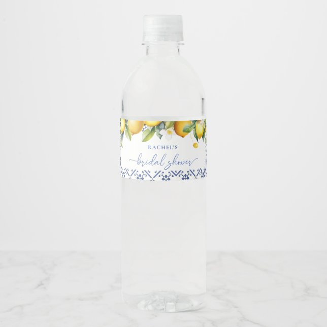 Étiquette Pour Bouteilles D'eau Bride de Citrus de Citron Méditerranéen (Devant)