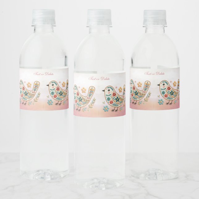 Étiquette Pour Bouteilles D'eau Broderie florale de Little Bird Rose (Bouteilles)