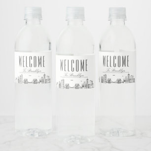 Étiquette Pour Bouteilles D'eau Brooklyn Skyline   Message de bienvenue