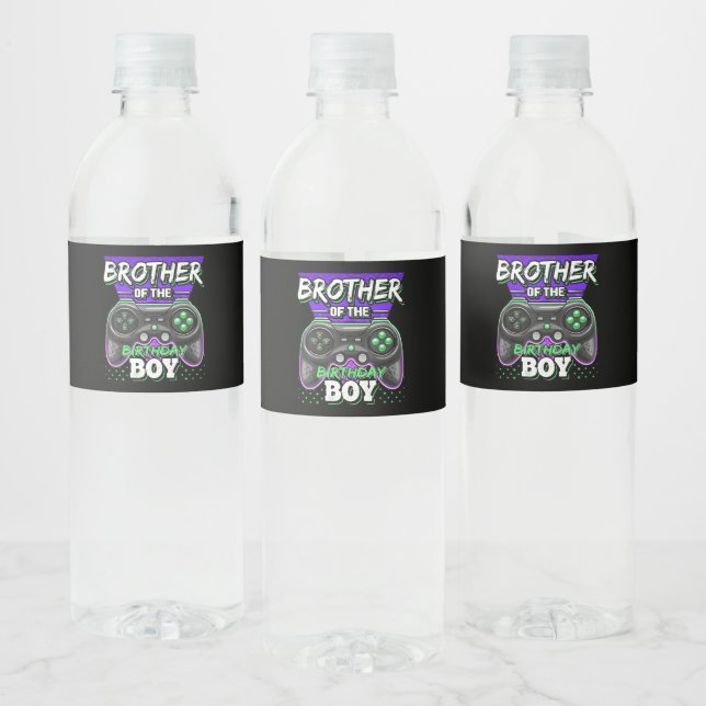 Étiquette Pour Bouteilles D'eau Brother Of The Birthday Boy Gamer Cadeau (Bouteilles)