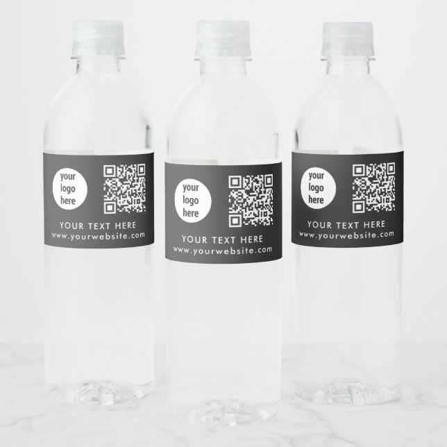 Étiquette Pour Bouteilles D'eau Business Logo QR Code Text Website Customer Gifts  (Bouteilles)