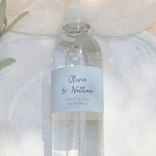 Étiquette Pour Bouteilles D'eau Calligraphie Fantaisiste Minimaliste Mariage Bleu 