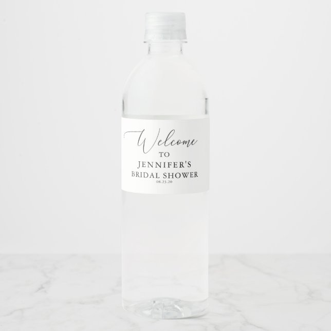 Étiquette Pour Bouteilles D'eau Calligraphie simple Fête des mariées rustique (Devant)