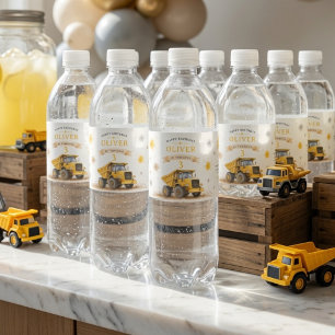 Étiquette Pour Bouteilles D'eau Camion à benne basculante aquarelle personnalisé 
