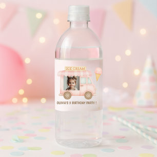 Étiquette Pour Bouteilles D'eau Camion de Glace Rose Personnalisé pour Anniversair