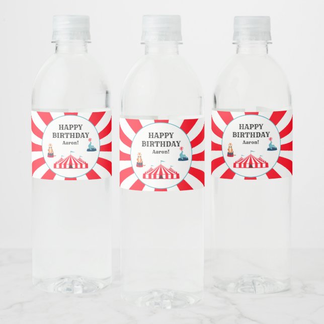 Étiquette Pour Bouteilles D'eau Carnaval de cirque Joyeux anniversaire (Bouteilles)