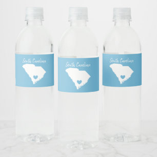 Étiquette Pour Bouteilles D'eau Caroline du Sud Accueil Carte de l'État Amour Form
