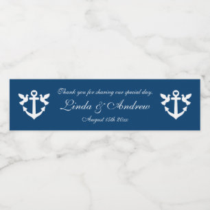 Étiquette Pour Bouteilles D'eau Carte marine bleue marine personnalisée avantage m
