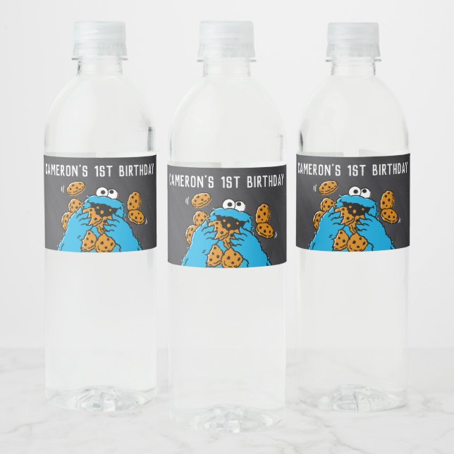 Étiquette Pour Bouteilles D'eau Carton d'Anniversaire du Monstre-Cookies (Bouteilles)