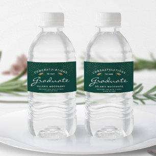 Étiquette Pour Bouteilles D'eau Casquette d'or Dark Green White Script