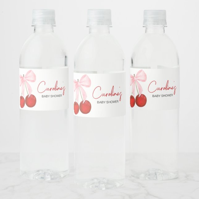 Étiquette Pour Bouteilles D'eau Cerise sur le Baby shower supérieur (Bouteilles)