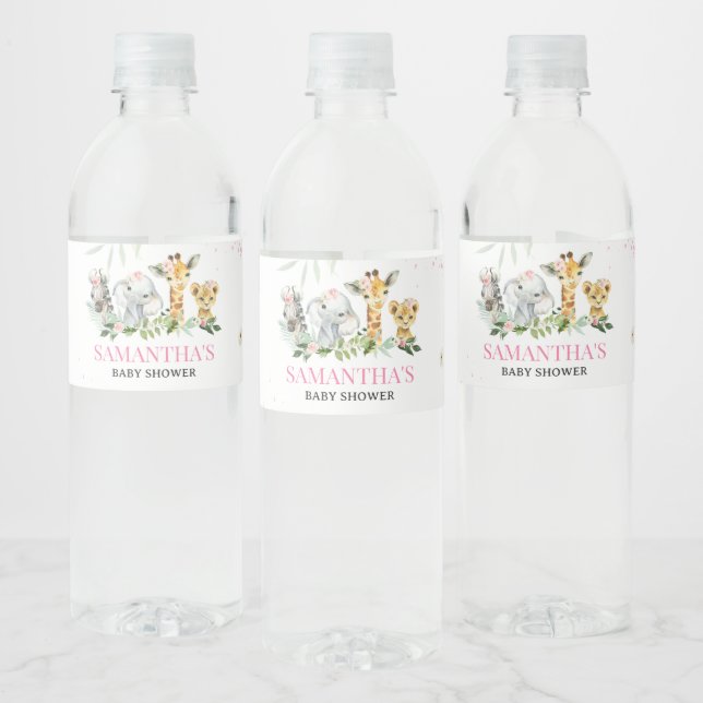 Étiquette Pour Bouteilles D'eau C'est un Baby shower d'animaux Safari pour filles (Bouteilles)