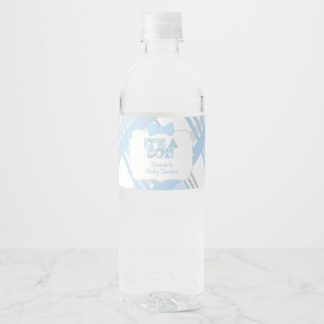 Étiquette Pour Bouteilles D'eau C'est un garçon, Baby shower bleu (Devant)