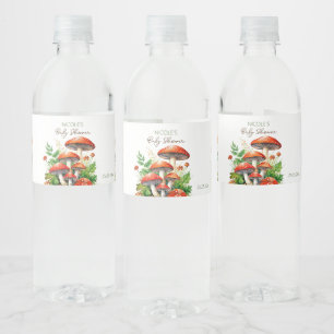 Étiquette Pour Bouteilles D'eau Champignons de la forêt sauvage baby shower imprim