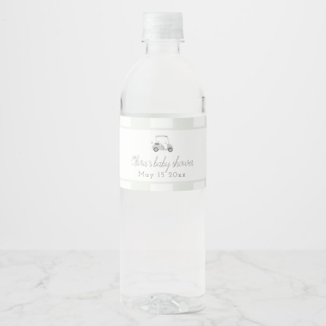 Étiquette Pour Bouteilles D'eau Chariot de golf vert Sage (Devant)