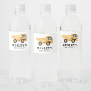 Étiquette Pour Bouteilles D'eau Chariot de véhicule de construction Anniversaire