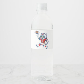 Étiquette Pour Bouteilles D'eau Chat de foot drôle