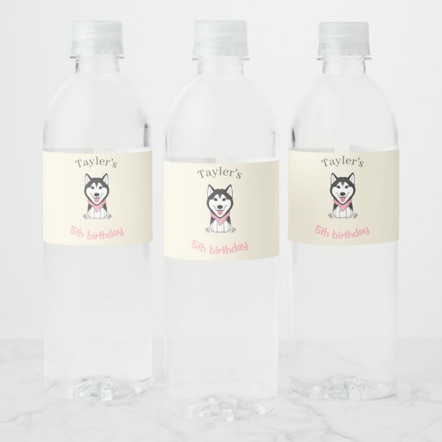 Étiquette Pour Bouteilles D'eau Chien blanc et noir (Bouteilles)