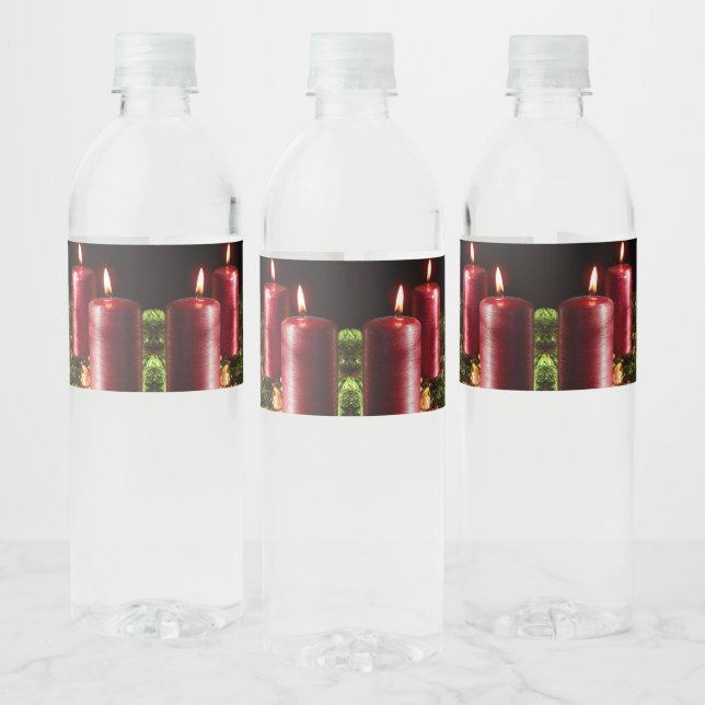 Étiquette Pour Bouteilles D'eau Christmas Celebration Red Candles Winter Holidays (Bouteilles)