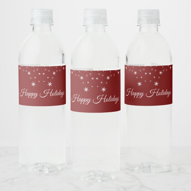 Étiquette Pour Bouteilles D'eau Christmas Party White Ornaments Stars Red Elegant (Bouteilles)