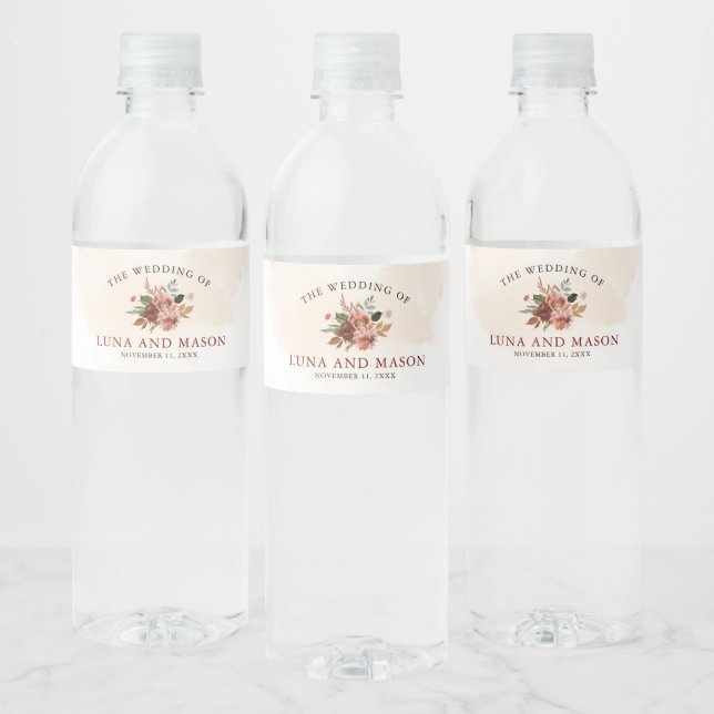 Étiquette Pour Bouteilles D'eau Chute Floral Mariage à thème (Bouteilles)