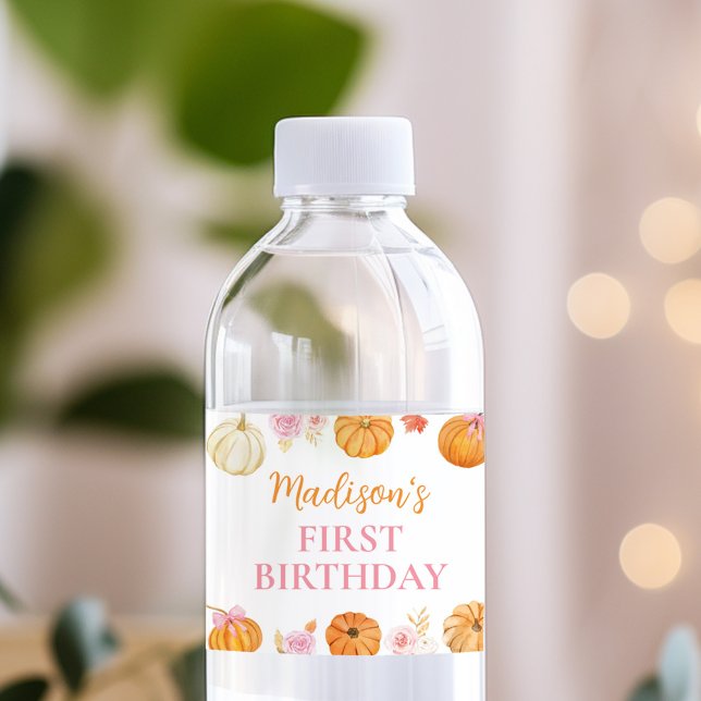Étiquette Pour Bouteilles D'eau Citrouille Automne Fille Anniversaire Bouteille d' (Créateur téléchargé)