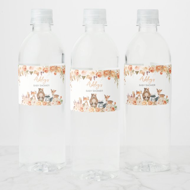 Étiquette Pour Bouteilles D'eau Citrouille d'automne Baby shower de bois (Bouteilles)