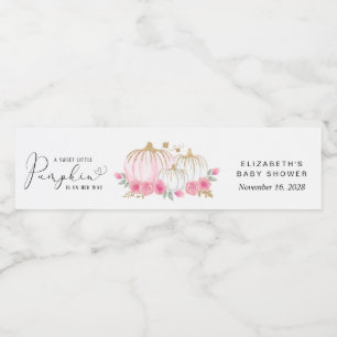 Étiquette Pour Bouteilles D'eau Citrouille Rose Floral Baby Girl Douche