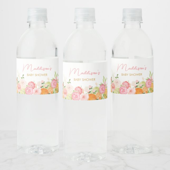 Étiquette Pour Bouteilles D'eau Citrus rose Floral Orange (Bouteilles)