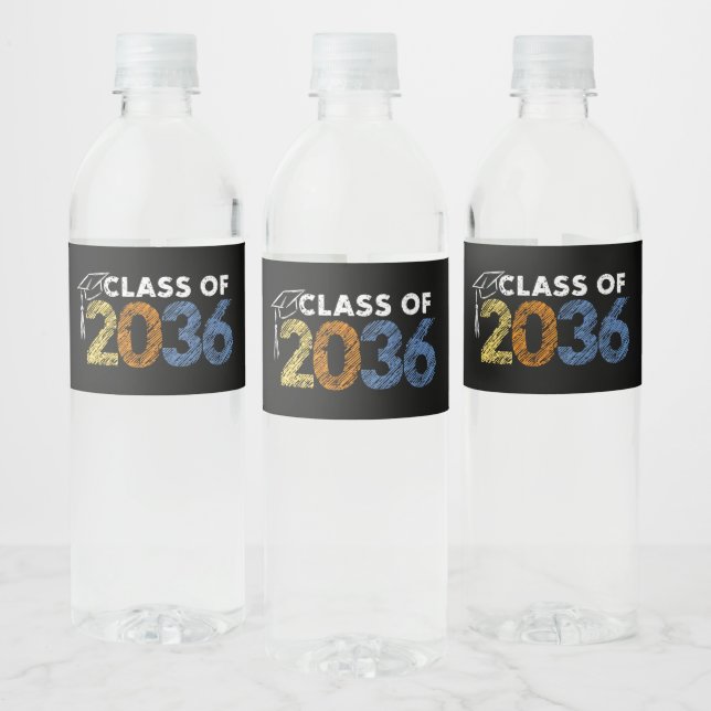 Étiquette Pour Bouteilles D'eau Classe de 2036 Grow With Me Premier jour d'école (Bouteilles)