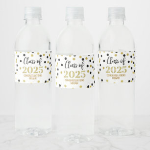 Étiquette Pour Bouteilles D'eau Classe de Parties scintillant d'or noir de 2025 Gr