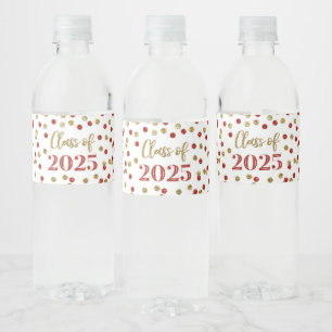 Étiquette Pour Bouteilles D'eau Classe de Parties scintillant d'or rouge de 2025 G