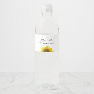 Étiquette Pour Bouteilles D'eau Classe de tournesols jaunes de 2025 Graduation