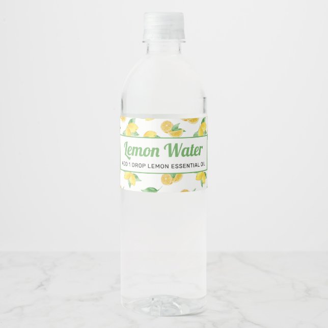 Étiquette Pour Bouteilles D'eau Classe d'huile essentielle citron (Devant)