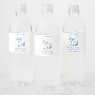 Étiquette Pour Bouteilles D'eau Cocktail Rétro Bachelorette Moderne Bleu