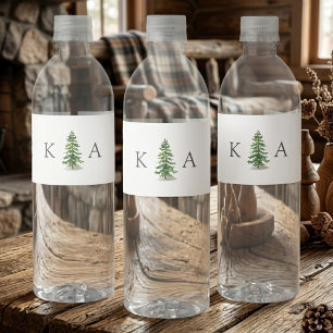 Étiquette Pour Bouteilles D'eau Collection de Mariages de la forêt de pins d'aquar