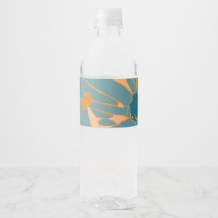 Étiquette Pour Bouteilles D'eau Conception de feuille contemporaine en pêche