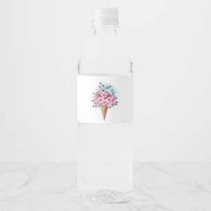Étiquette Pour Bouteilles D'eau Cône rose Sakura crème glacée gaufre