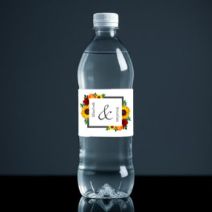 Étiquette Pour Bouteilles D'eau Coucher de soleil Tournesol Rose Fleur de mariage