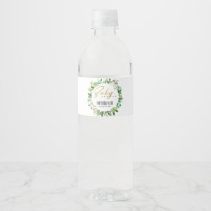 ÉTIQUETTE POUR BOUTEILLES D'EAU COURONNE DE PLANTES SUCCULENTES AQUARELLE BABY SHO