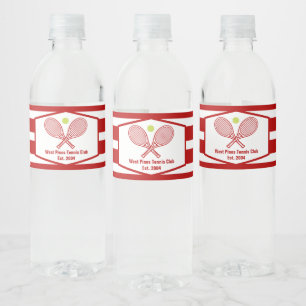 Étiquette Pour Bouteilles D'eau Coutume Tennis Country Club Red Stried