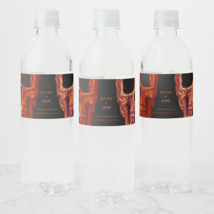 Étiquette Pour Bouteilles D'eau Crâne gothique Orange noir Halloween Mariage