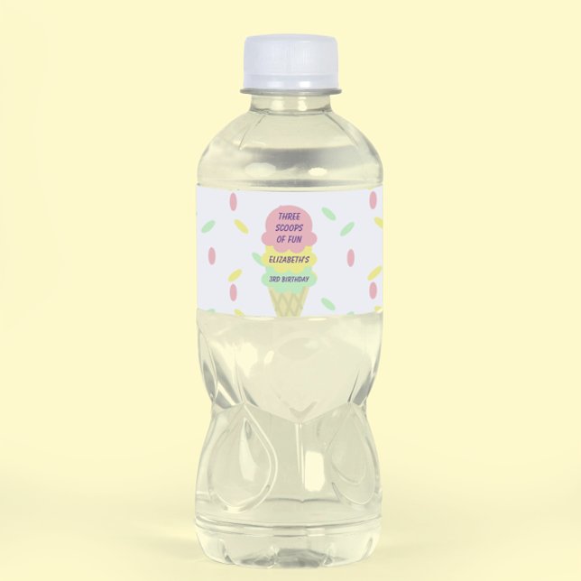 Étiquette Pour Bouteilles D'eau Crème de glace 3e anniversaire (Créateur téléchargé)