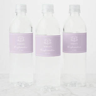 Étiquette Pour Bouteilles D'eau Croix florale simple sur Lilac Confirmation