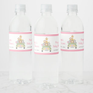 Étiquette Pour Bouteilles D'eau Cute Animal Jungle Safari rose bébé fille Douche