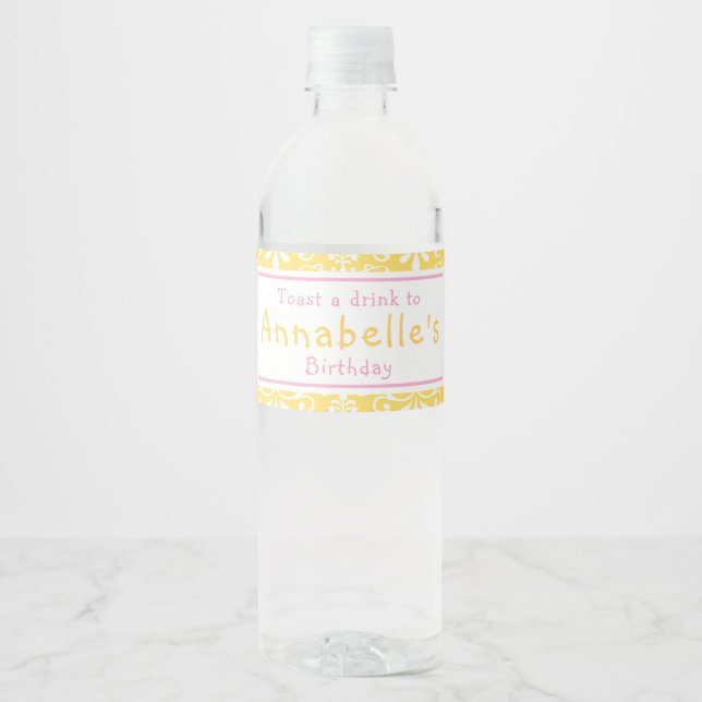 Étiquette Pour Bouteilles D'eau Cute Brunette Ballerina fête d'anniversaire (Devant)