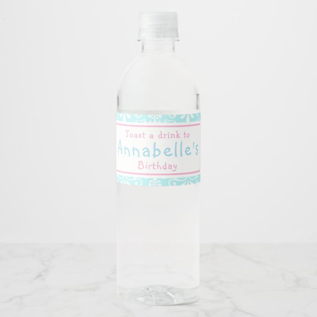 Étiquette Pour Bouteilles D'eau Cute Brunette Ballerina fête d'anniversaire (Devant)